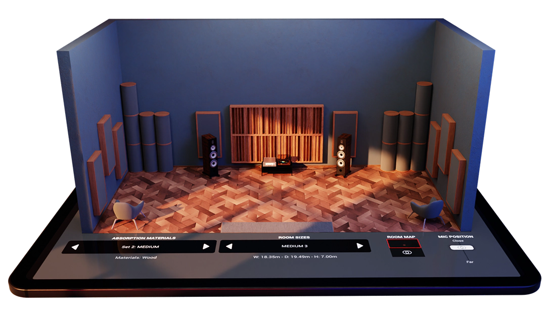 Ambiente room simulator — acoustic space on a tablet